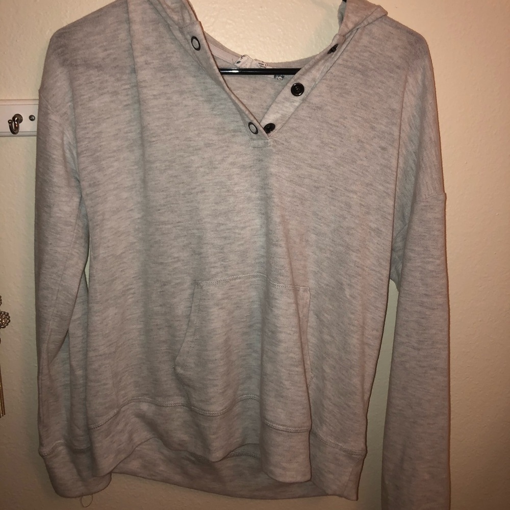 Gray light material cropped hoodie
